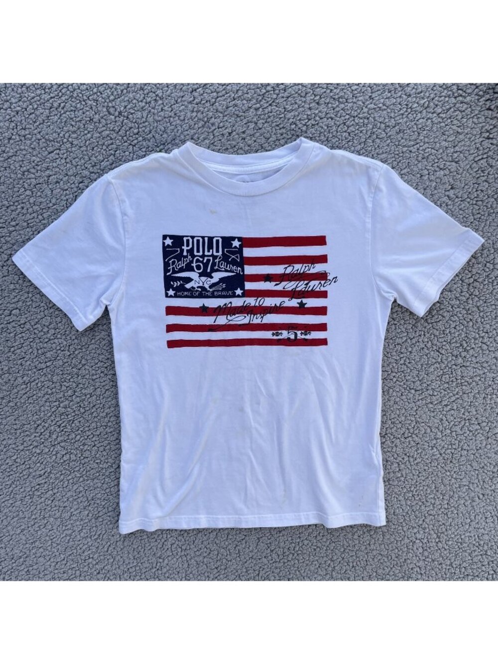 Polo Ralph Lauren T-Shirt USA Flag Made to Inspire Patriotic Boys Small (8)